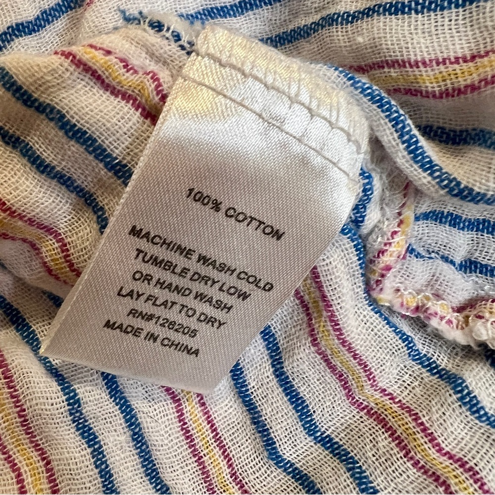 New Women’s Pinstriped 100% Cotton Tiered Gauzy Prairie Festival Maxi Dress M - Picture 9 of 9